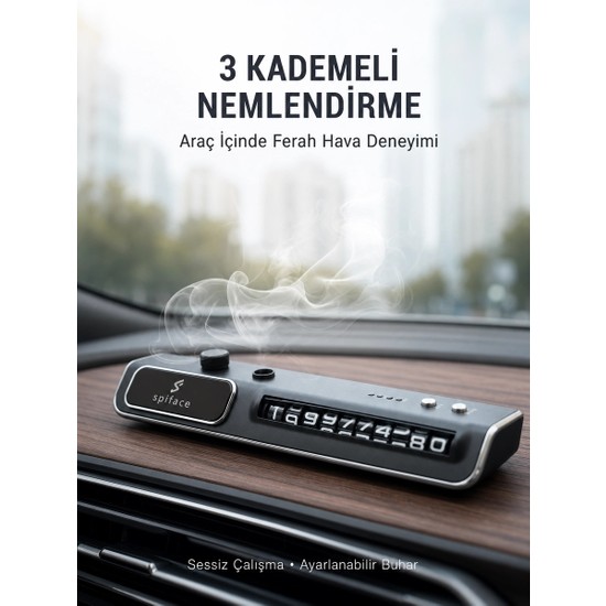 Çetiner Group Mey Ithalat® Araç Ön Cam Nemlendirici Telefon Numarası Gösterme Aparatı LED Işıklı Yeni Nesil