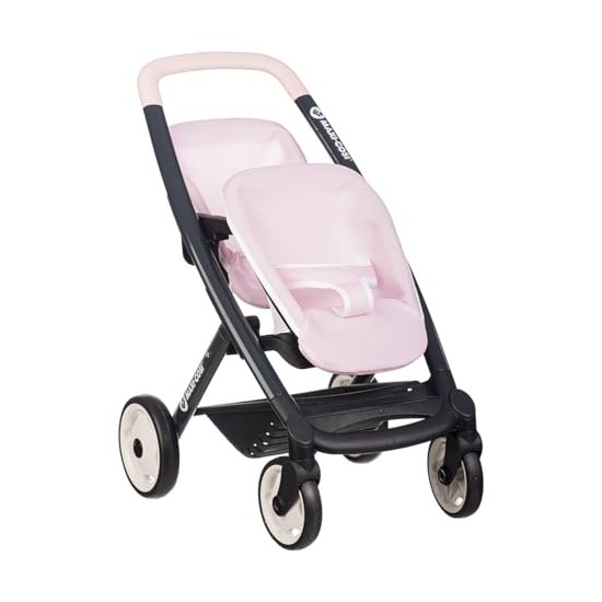 Smoby Maxi-Cosi - Ikiz Bebek Arabası Pembe - Taklit Oyuncak - 42 Cm'ye Kadar 2 Bebek Için - Sessiz ve Çok Yönlü Tekerlekler - 3 Yaşından Itibaren - Ispanya'da Üretilmiştir