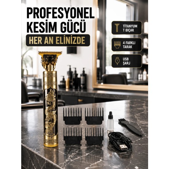 Şarjlı Titanyum Bıçaklı Saç Kesme Makinesi Yeni Nesil