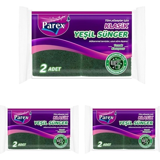 Prime Tüm Yüzeyler Için Klasik Yeşil Sünger 2 Adet (3 Paketi)