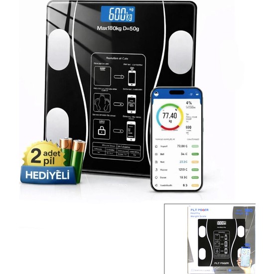 Store Bluetooth - Vücut Analizli Dijital Baskül Terazi Tartı 180KG/50G Yağ -Su -Kas Oran -Bmı