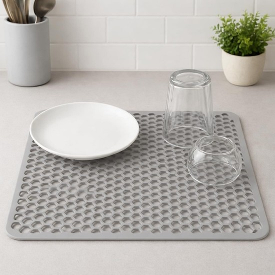 Store Bulaşık Kurutma Matı Kaymaz Katlanabilir 32X32 cm Gri