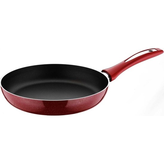 Taç Granit Düz Tava 32 Cm Kırmızı Renkli Granit Malzeme ile Sağlıklı Pişirme