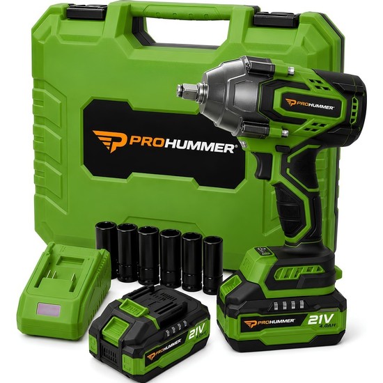 Prohummer PH349 1100 Nm Çift Akülü Somun Sıkma Seti (Yeşil)