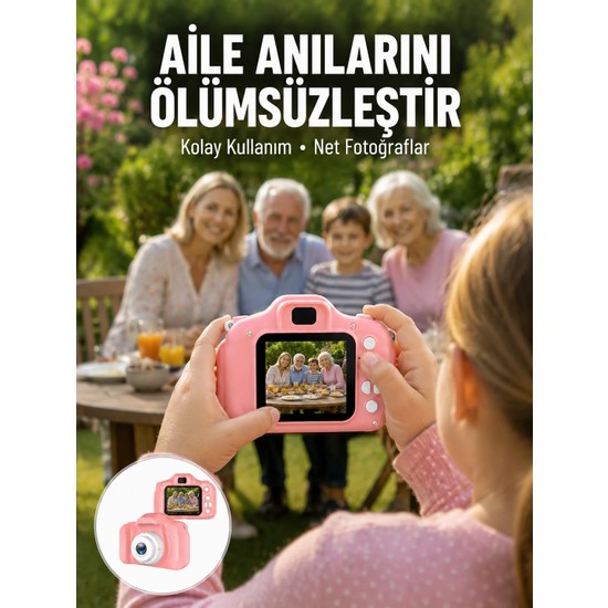 Elektronikçim Taşınabilir Hd Dijital Kamera Video Kayıt Fotoğraf Çekim USB Bağlantılı Şarjlı Yeni Nesil