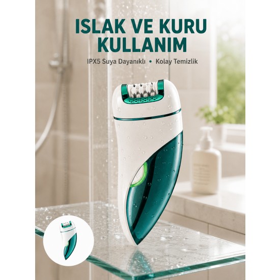 Elektronikçim Profesyonel 3 In 1 Epilasyon Cihazı LED Aydınlatmalı Suya Dayanıklı Şarjlı Vgr Epilatör Yeni