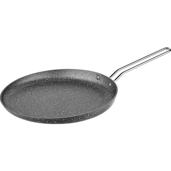 Oms Granit Krep Tava 28 cm Gri 3234 Sabit Saplı Granit Kaplama Tek Taraflı Kullanım