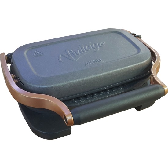 Aksu Vintage Mini Izgara ve Tost Makinesi 1300 W Antrasit Renk Granit Plaka Yüzeyi