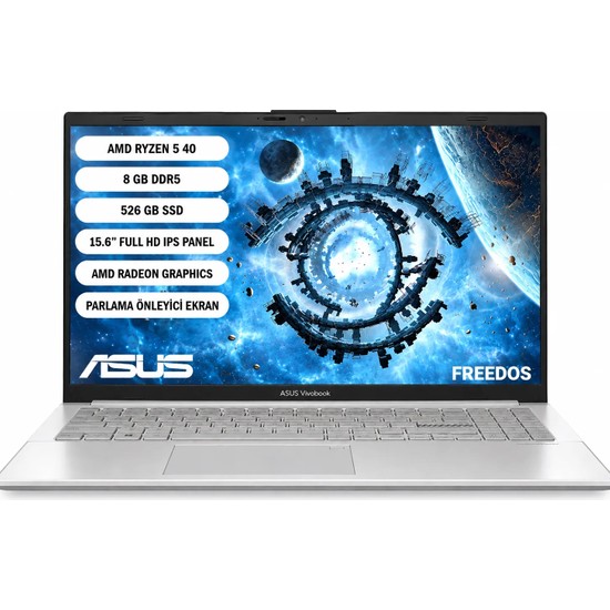 Asus Vivobook Go 15 E1504FA-BQ4442 AMD Ryzen 5 40 8GB 512GB SSD Freedos 15.6" Taşınabilir Bilgisayar