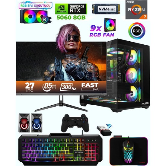 Xaser Sword X52 Ryzen 7 5700X 32GB Ram 1TB M.2 NVMe SSD 8GB RTX5060 Oyun ve Tasarım İçin Güçlü Bilgisayar