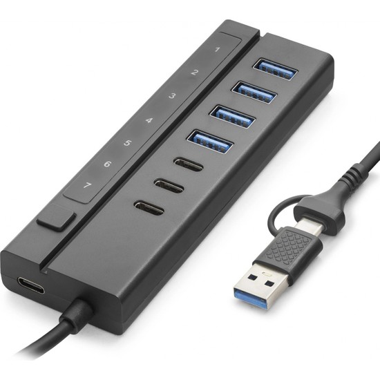 TKÇ Anahtarlı 8 Port USB Type-C Hub 5 Gbps Siyah