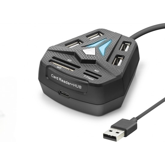 TKÇ Siyah USB Hub Kart Okuyucu 8 Port 4 USB 4 Kart Yuvası