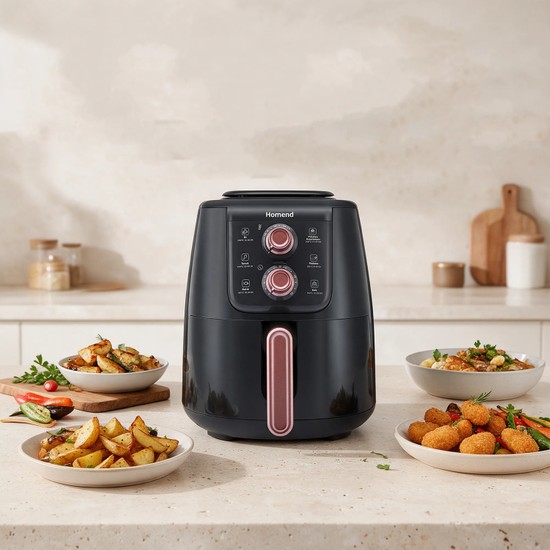 Homend Airfryday 2508H 4 Litre Yağsız Sıcak Hava Fritözü Tek Hazne Isı Ayarı Özellikli