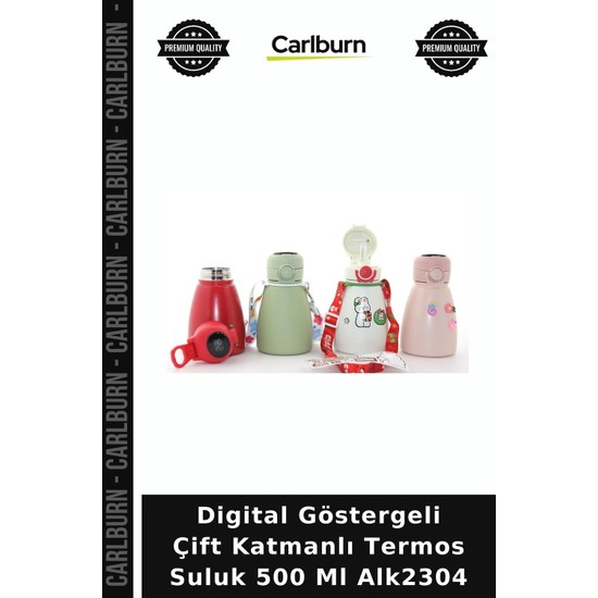 Carlburn Özel Üretim Digital Göstergeli Çift Katmanlı Termos Suluk 500 ml ALK2304