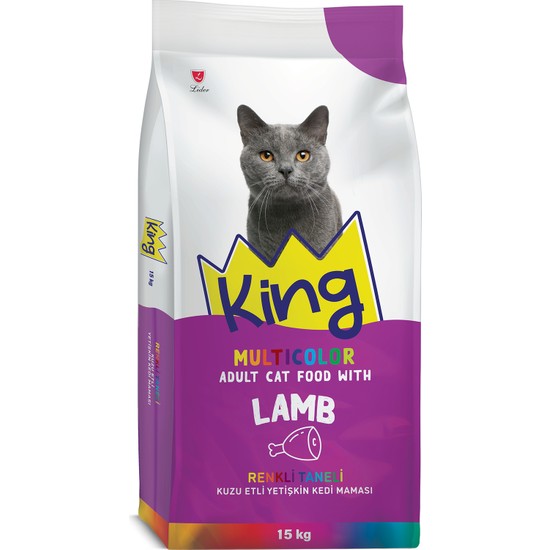King Kuzu Etli Renkli Taneli Yetişkin Kedi Maması 15 kg