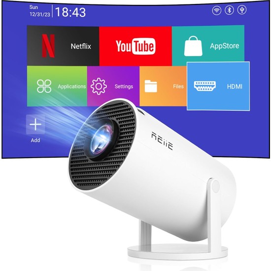 Brf Store Isoprıme Akıllı Mini Projektör Mini Taşınabilir Projektör, Küçük Video Projektörü 4K 1080P, Android