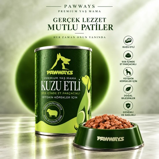 Pawways Sos Içinde Et Parçacıklı Köpek Konservesi Kuzu Etli 400 gr