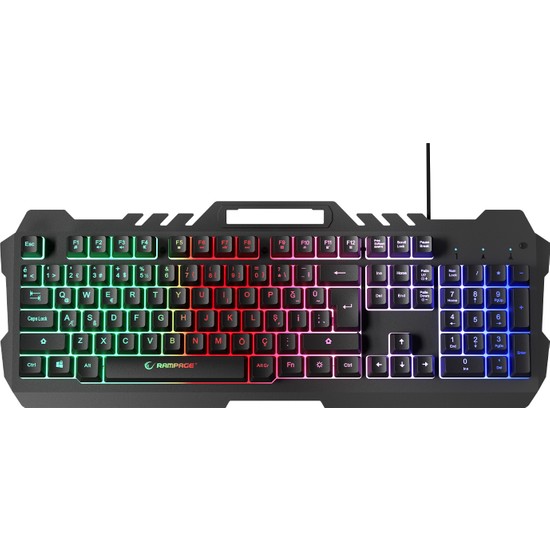 Rampage KB-R57 X-JAMMER Gökkuşağı Aydınlatmalı USB Siyah Tam Türkçe Gaming Oyuncu Klavyesi