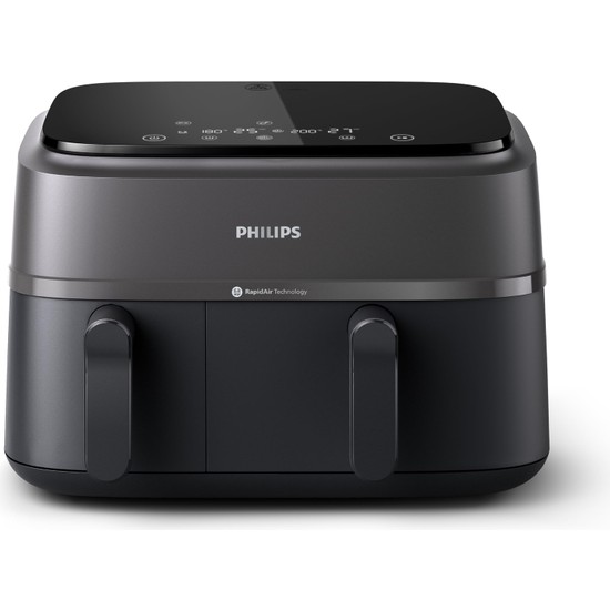 Philips Çift Hazneli Airfryer 3000 Serisi, 9l, 2 Hazneli Air Fryer, Rapid Air Teknolojisi, Aileniz Için Çok Yönlü Geniş Airfryer,%90 Daha Az Yağ, Enerji Tasarrufu, Homeıd Uygulaması (NA350/00)