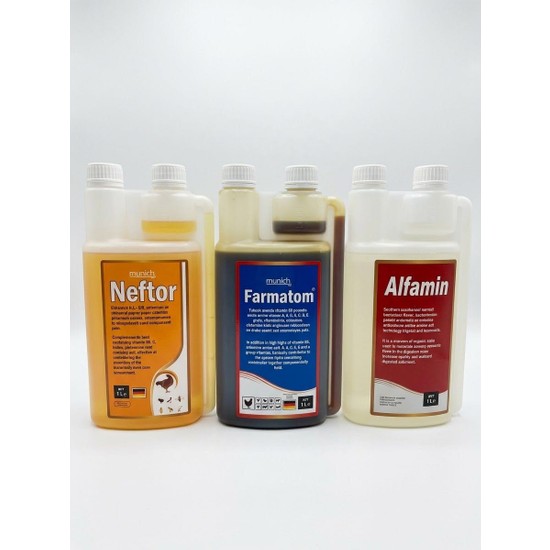 Munichvet Munich Vet Зlü Set ,1 LİTRE Farmatom Vitamin + Alfamin + Neftor Hırıltı Seti-1 Litre