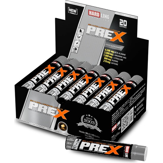 Hardline Nutrition Prex 20 Adet (30 Ml) Shot Portakal Aromalı Preworkout Sıvı Takviye Edici Gıda
