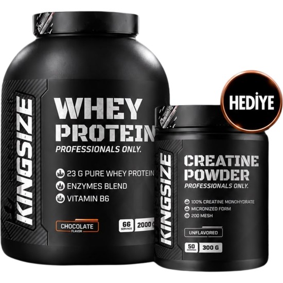 Kingsize Nutrition Whey Protein 2000 gr + Creatine Powder 300 gr Kombinasyonu