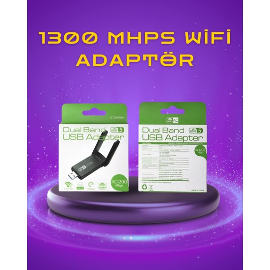 Neva Prime Yüksek Hızlı 1200 Mbps Çift Bant USB Wifi Adaptör – Güçlü Sinyal, Geniş Uyumluluk