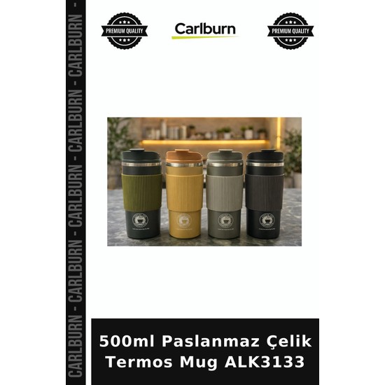 Carlburn Özel Üretim Içecek 500ML Paslanmaz Çelik Termos Mug - Sızdırmaz Kapaklı Çift Katmanlı Termos ALK3133
