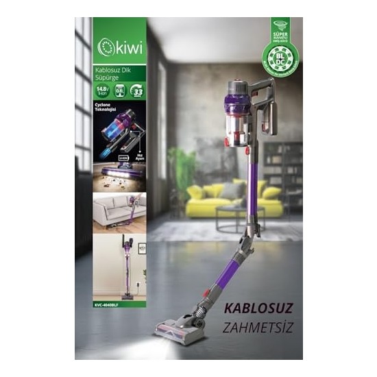 KVC-4040BLF Katlanabilir Şarjlı Bldc Motor Dik Süpürge Mor