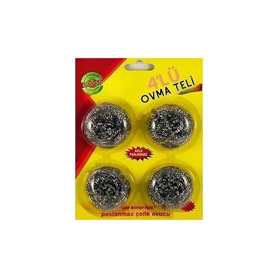 4'lü Ekonomik Paket Toptel Bulaşık Ovma Teli Yağ Kir Leke Tutmaz Kolay Temizlenir Eco Pack