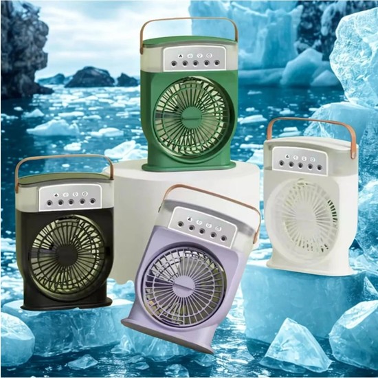 Esranın Dünyası Şarjlı 600 ml Su Hazneli Taşınabilir Masaüstü Vanilatör Güçlü Fan ve 2000 Mah Pil Yeşil