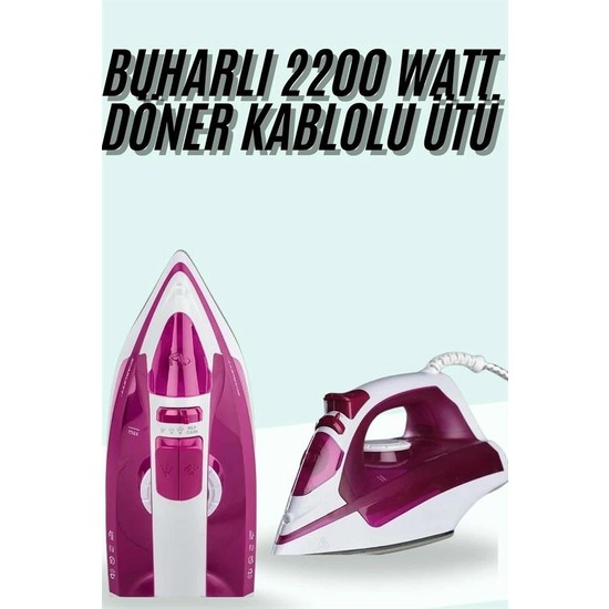Dolozena Seramik Tabanlı Buharlı Ütü 2200 Watt Taşınabilir Kablolu