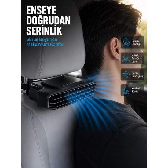 Esranın Dünyası Araç Koltuğu Için 5 Hız Kademeli Soğutucu Fan Aroma Hazneli Usb-C Şarjlı