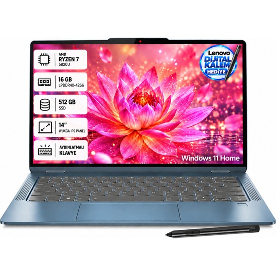 Lenovo IdeaPad Flex 5 14ABR8 AMD Ryzen 7 5825U 16GB 512GB SSD Windows 11 Home 14" Taşınabilir Bilgisayar 82XX00FKTX