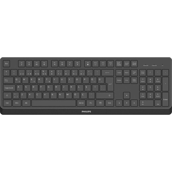 Philips SPK6368 2.4GHz Kablosuz Türkçe Q Klavye 105 Tuş 15 m USB Alıcılı Siyah