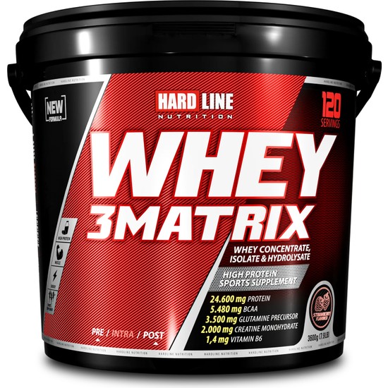 Hardline Nutrition Whey 3matrix Çilek Aromalı Protein Tozu 3600 gr