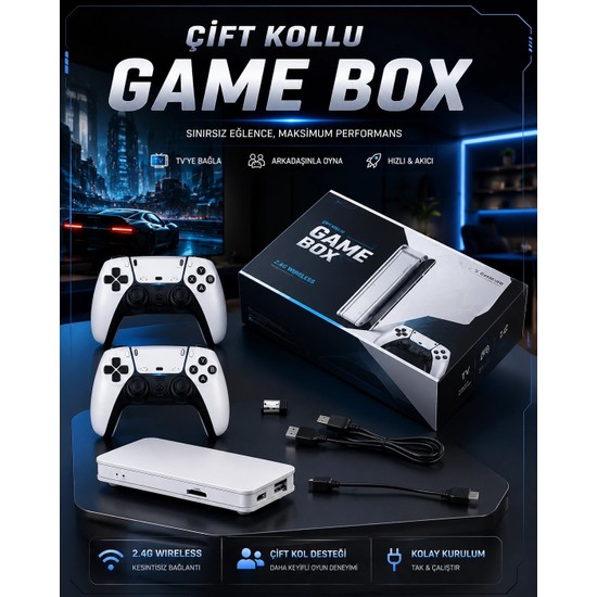 Dolozena Retro Oyun Konsolu 4K Hd 20.000 Oyunlu Kablosuz Iki Kolu