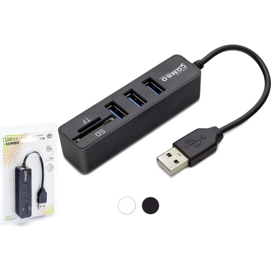 TKÇ 5 Portlu USB Hub Kart Okuyucu 480 Mbps Siyah Xml