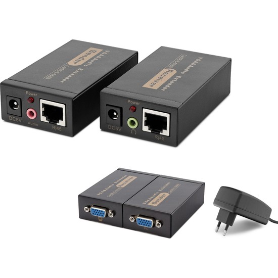 Gees Global HDX1318 VGA Ses Extender Seti 100 Metre Siyah