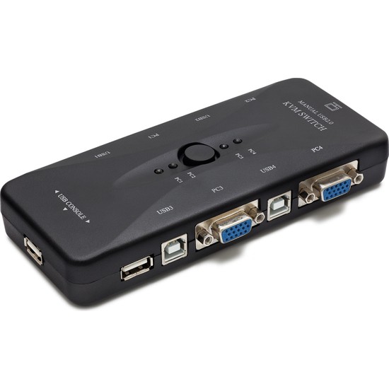 Gees Global Kompakt 4 Portlu Kvm Switch USB VGA Kontrol Merkezi