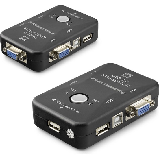 TKÇ Pratik Kvm Switch 2 Bilgisayar 1 Monitör USB Kontrol Xml