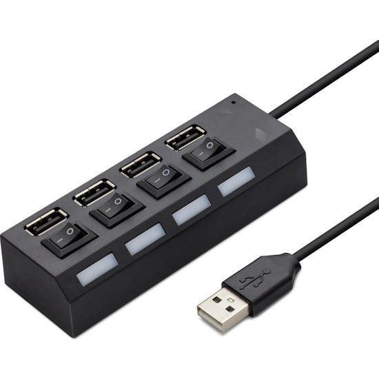 TKÇ Pratik USB Hub 4 Portlu Siyah Yüksek Hızlı Veri Transferi Xml