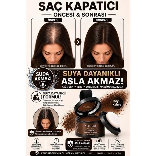 Blue Skin Care beyaz saç Kapatıcı Yeni Nesil Saç Dolgunlaştırıcı Koyu Kahve Pudra | Seyrek Sakal Saçlar için Saç Fiberi | Saç Ve Beyaz Kapatıcı Suda Çıkmaz