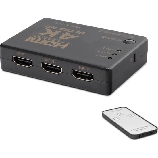 Gees Global Kumandalı HDMI Switch 4K 3 Giriş 1 Çıkış Siyah
