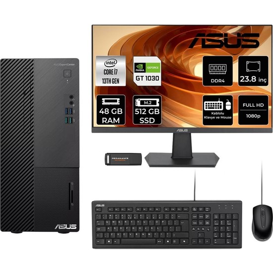 Expertcenter D500ME I7 13700 48GB Ram 512GB SSD 23.8" Fhd Freedos D500000I713700P645 Masaüstü Bilgisayar + Per4 USB