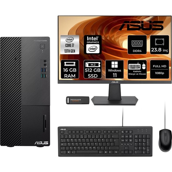 Expertcenter D500ME I7 13700 16GB 512GB SSD W11P Masaüstü Bilgisayar + 23.8" Monitör