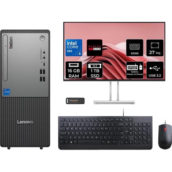 Thinkcentre Neo 50T G6 Ultra 5 225 16GB 1tb SSD RX550/4GB Fdos Masaüstü Bilgisayar + 27"