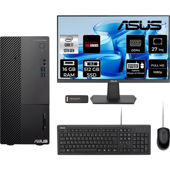 Expertcenter D500ME I7 13700 16GB 512GB SSD RX550/4GB Fdos Masaüstü Bilgisayar + 27" Monitör