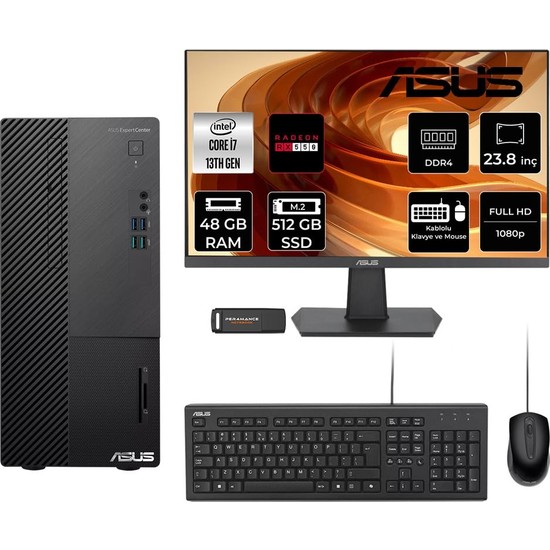 Expertcenter D500ME I7 13700 48GB Ram 512GB SSD 23.8" Fhd Freedos D500000I713700P597 Masaüstü Bilgisayar + Per4 USB