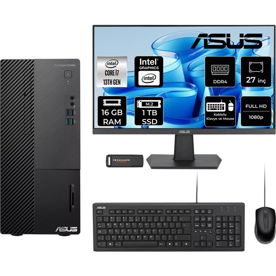 Expertcenter D500ME I7 13700 16GB Ram 1tb SSD 27" Fhd Freedos D500000I713700P782 Masaüstü Bilgisayar + Per4 USB
